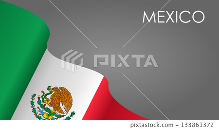Mexican flag waving on gray background. Vector illustration. Mexican flag waving on gray background. Vector illustration. 133861372