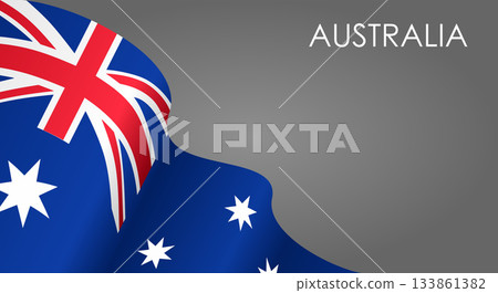 Australian flag waving on gray background. Vector illustration. Australian flag waving on gray background. Vector illustration. 133861382