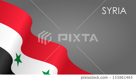 Syrian flag waving on gray background. Vector illustration. Syrian flag waving on gray background. Vector illustration. 133861465