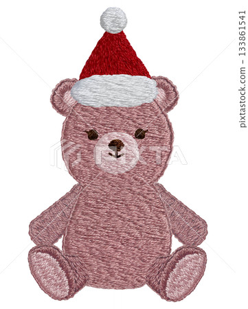 [Christmas Teddy Bear] Hand-embroidered illustration material 133861541