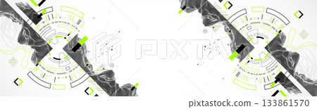 Abstract background. Scientific and technological concept with the use of technical elements formed in the shape of a circle. Vector Abstract background. Scientific and technological concept with the use of technical elements formed in the shape of a circle. Vector 133861570