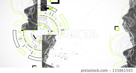Abstract background. Scientific and technological concept with the use of technical elements formed in the shape of a circle. Vector 133861583