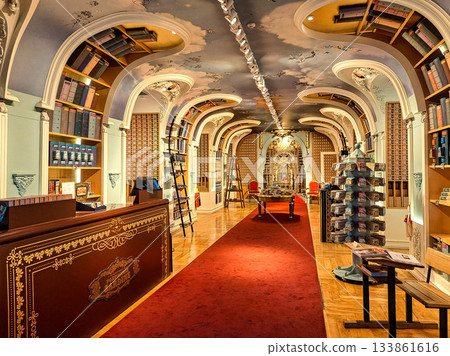 Interior of Joanina library at the Coimbra university in Portugal 133861616