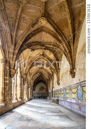 Colonnade of cloister of Santa Cruz Monastery and Church at Coimbra, Portugal 133861618