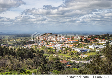 Panorama of Castelo de Vide rooftops seen from an outside viewpoint. Castelo de Vide in Alto Alentejo, Portugal. Panorama of Castelo de Vide rooftops seen from an outside viewpoint. Castelo de Vide in Alto Alentejo, Portugal. 133861625