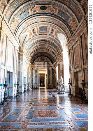 Interior of the Mafra National Palace, Convent and Basilica. Baroque architecture at Mafra north of Lisbon in Portugal. Interior of the Mafra National Palace, Convent and Basilica. Baroque architecture at Mafra north of Lisbon in Portugal. 133861633