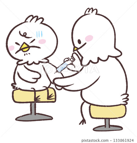 Illustration of a white bird getting an injection 133861924