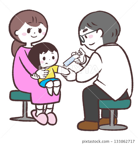 Illustration of a child getting vaccinated Illustration of a child getting vaccinated 133862717