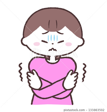 一幅瑟瑟發抖的女人的插圖 133863502