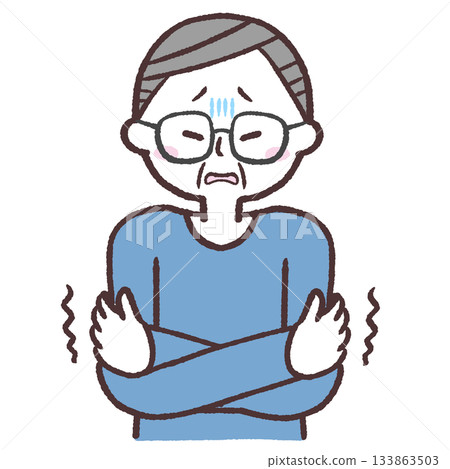 一位瑟瑟發抖的老人的插圖 133863503