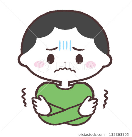 Illustration of a trembling boy Illustration of a trembling boy 133863505
