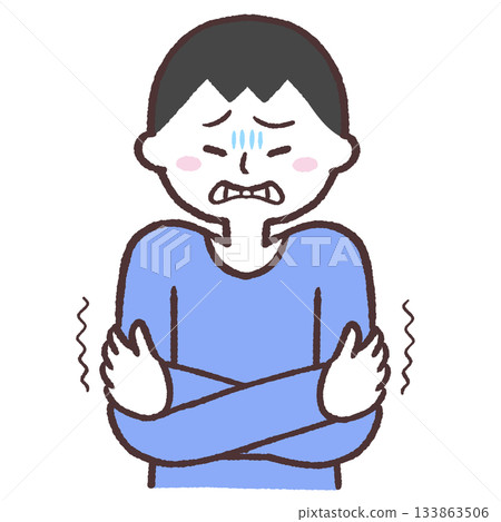 一個瑟瑟發抖的男人的插圖 一個瑟瑟發抖的男人的插圖 133863506