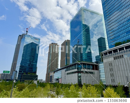 Morning in Umeda, Osaka, in front of a shopping mall Morning in Umeda, Osaka, in front of a shopping mall 133863698