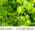 Background of parsley and dill. 133863816