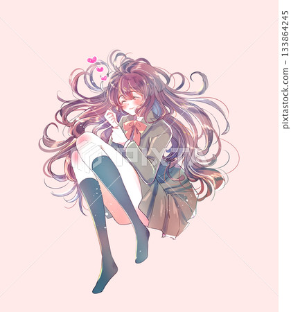 Lying female student, love, smile 133864245