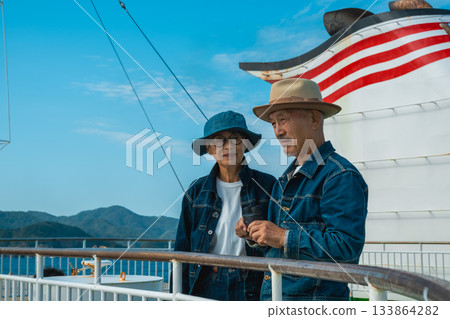 On the deck of the ferry "Oki" heading to Oki Island On the deck of the ferry "Oki" heading to Oki Island 133864282