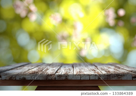 Spring background with wooden floor Spring background with wooden floor 133864389
