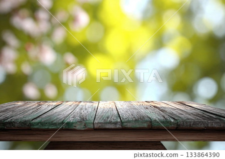 Spring background with wooden floor Spring background with wooden floor 133864390
