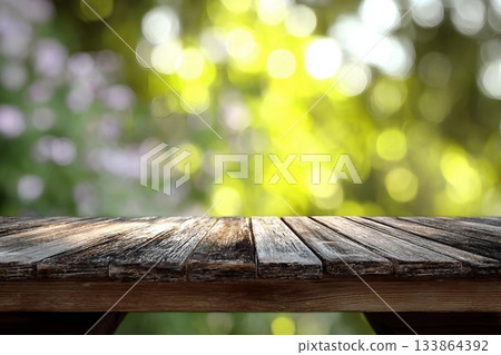 Spring background with wooden floor 133864392