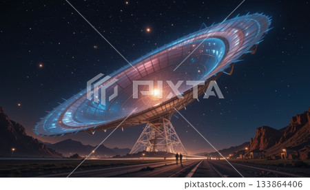 Giant Alien Communication Array Under a Starry Night Sky 133864406