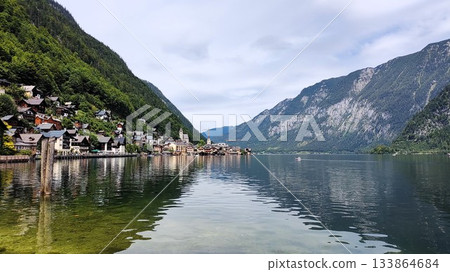 Hallstatt, Austria - July 27 2023: Beautiful Hallstatt Lake 133864684