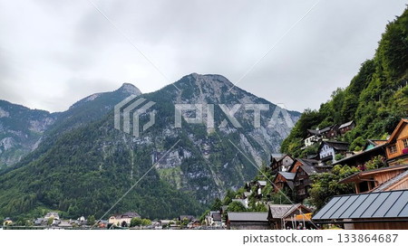 Hallstatt, Austria - July 27 2023: Beautiful Hallstatt Lake 133864687