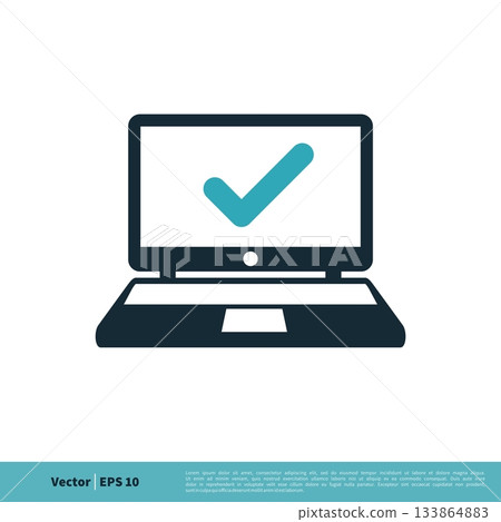 Laptop, Computer Check Mark Icon Vector Logo Template Illustration Design. Vector EPS 10. Laptop, Computer Check Mark Icon Vector Logo Template Illustration Design. Vector EPS 10. 133864883