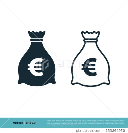 Money Bag Euro Icon Vector Logo Template Illustration Design. Vector EPS 10. 133864950