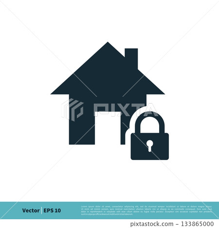 Safety Home, House with Padlock Icon Vector Logo Template Illustration Design. Vector EPS 10. 133865000