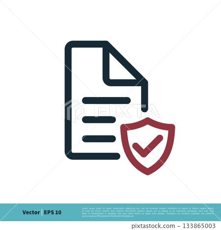 Document and Shield Check Mark Icon Vector Logo Template Illustration Design. Vector EPS 10. 133865003