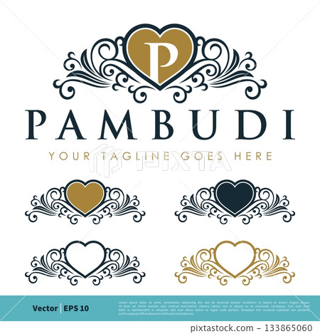 Crest Love / Heart Emblem Ornament Icon Vector Logo Template. Initial Border / Frame Template Illustration Design. Vector EPS 10. Crest Love / Heart Emblem Ornament Icon Vector Logo Template. Initial Border / Frame Template Illustration Design. Vector EPS 10. 133865060