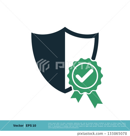 Check Mark Rosette Shield Icon Vector Logo Template Illustration Design. Vector EPS 10. 133865078