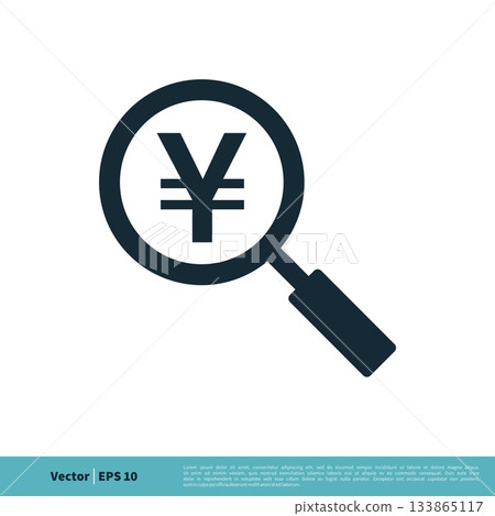Magnifying Glass and Yen Icon Vector Logo Template Illustration Design. Vector EPS 10. 133865117