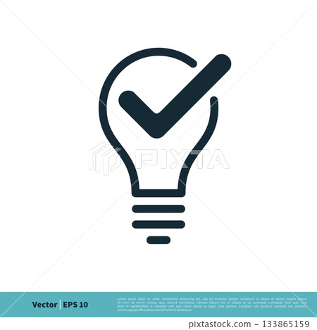 Light Bulb, Check Mark Icon Vector Logo Template Illustration Design. Vector EPS 10. 133865159
