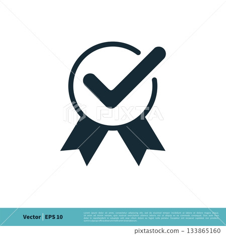 Rosette Ribbon, Check Mark Icon Vector Logo Template Illustration Design. Vector EPS 10. Rosette Ribbon, Check Mark Icon Vector Logo Template Illustration Design. Vector EPS 10. 133865160