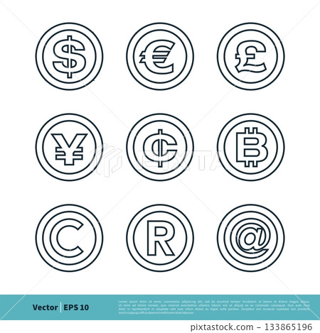 Currency Sign, Money Icon Line Art Vector Logo Template Illustration Design. Vector EPS 10. 133865196