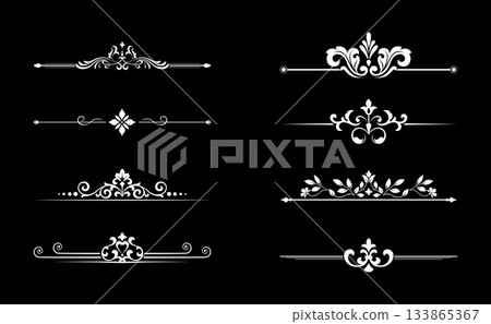 Vintage set. Floral elements for design monograms, invitations, frames, menus and labels. Graphic design of the website, cafes, boutiques, hotels, wedding invitations. 133865367