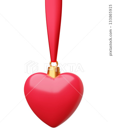 3D Red Heart Hanging on a Ribbon. Valentines day and romantic symbol on transparent background. Love concept. 3d rendering 3D Red Heart Hanging on a Ribbon. Valentines day and romantic symbol on transparent background. Love concept. 3d rendering 133865915
