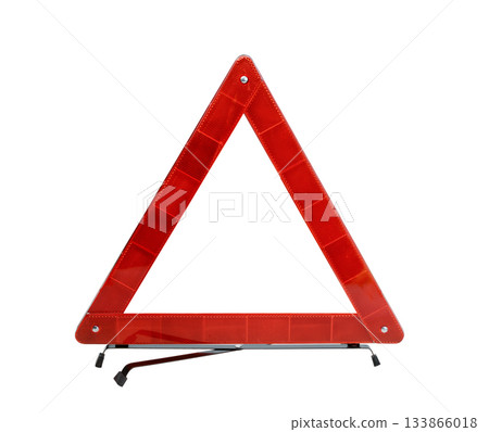 Car warning triangle isolated on white. 133866018
