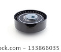 Timing belt tension roller isolated on white. 133866035