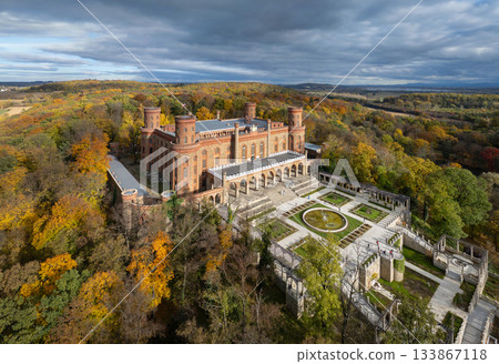 Aerial view of Kamieniec Zabkowicki palace Aerial view of Kamieniec Zabkowicki palace 133867118