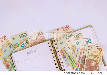 Polish money planner for budgeting in September to manage expenses 133867268