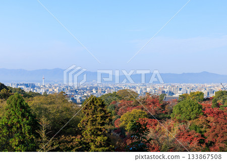 Kyoto Autumn leaves and cityscape, Kyoto Station area 133867508