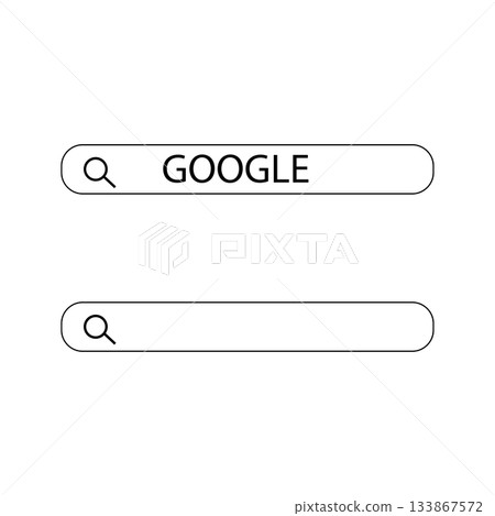 Search bar icon. Google text symbol. Outline search field. Vector web element. Search bar icon. Google text symbol. Outline search field. Vector web element. 133867572