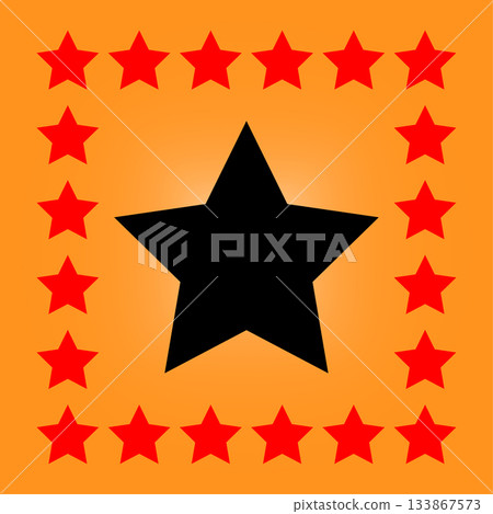 Star frame illustration. Black star symbol. Vector awards emblem. Glowing orange background. Star frame illustration. Black star symbol. Vector awards emblem. Glowing orange background. 133867573