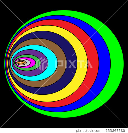 Concentric circle illustration. Colorful round pattern. Abstract tunnel Vector. Bright color background. 133867580