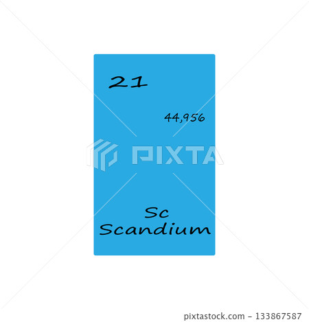 Chemical element illustration. Scandium symbol Sc. Periodic table element Vector. Number 21 illustration. Chemical element illustration. Scandium symbol Sc. Periodic table element Vector. Number 21 illustration. 133867587