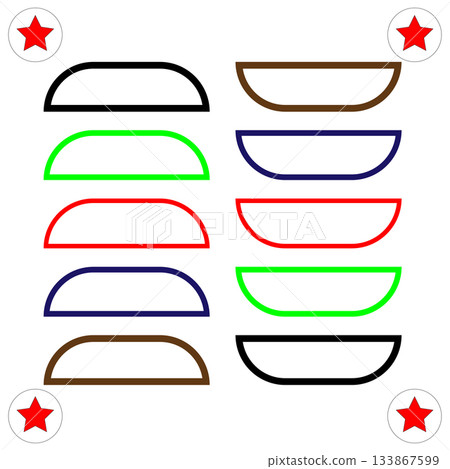 Curved stripes set. Colorful design elements. Abstract shape collection. Vector geometric pattern. 133867599