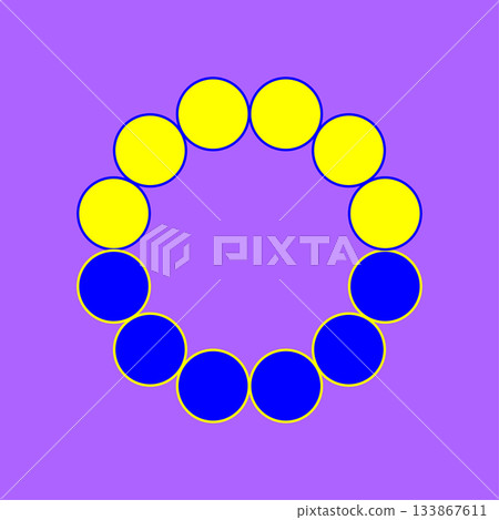 Circle shape pattern. Yellow blue emblem. Geometric circular concept. Vector ring illustration. Circle shape pattern. Yellow blue emblem. Geometric circular concept. Vector ring illustration. 133867611