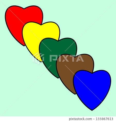 Colorful hearts row. Love symbol display. Vibrant affection illustration. Vector romance set. Colorful hearts row. Love symbol display. Vibrant affection illustration. Vector romance set. 133867613